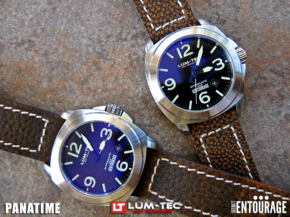 Lum-tec M49 watches on dark brown straps.