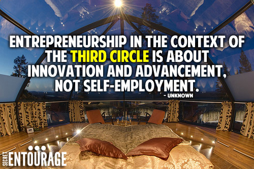 Entrepreneurship in the context of the third is about innovation and advancement, not self-employment. - Unknown