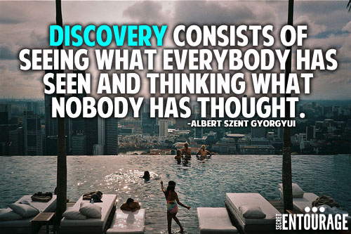 Discovery consists of seeing what everybody has seen and thinking what nobody has thought. - Albert Szent Gyorgyui
